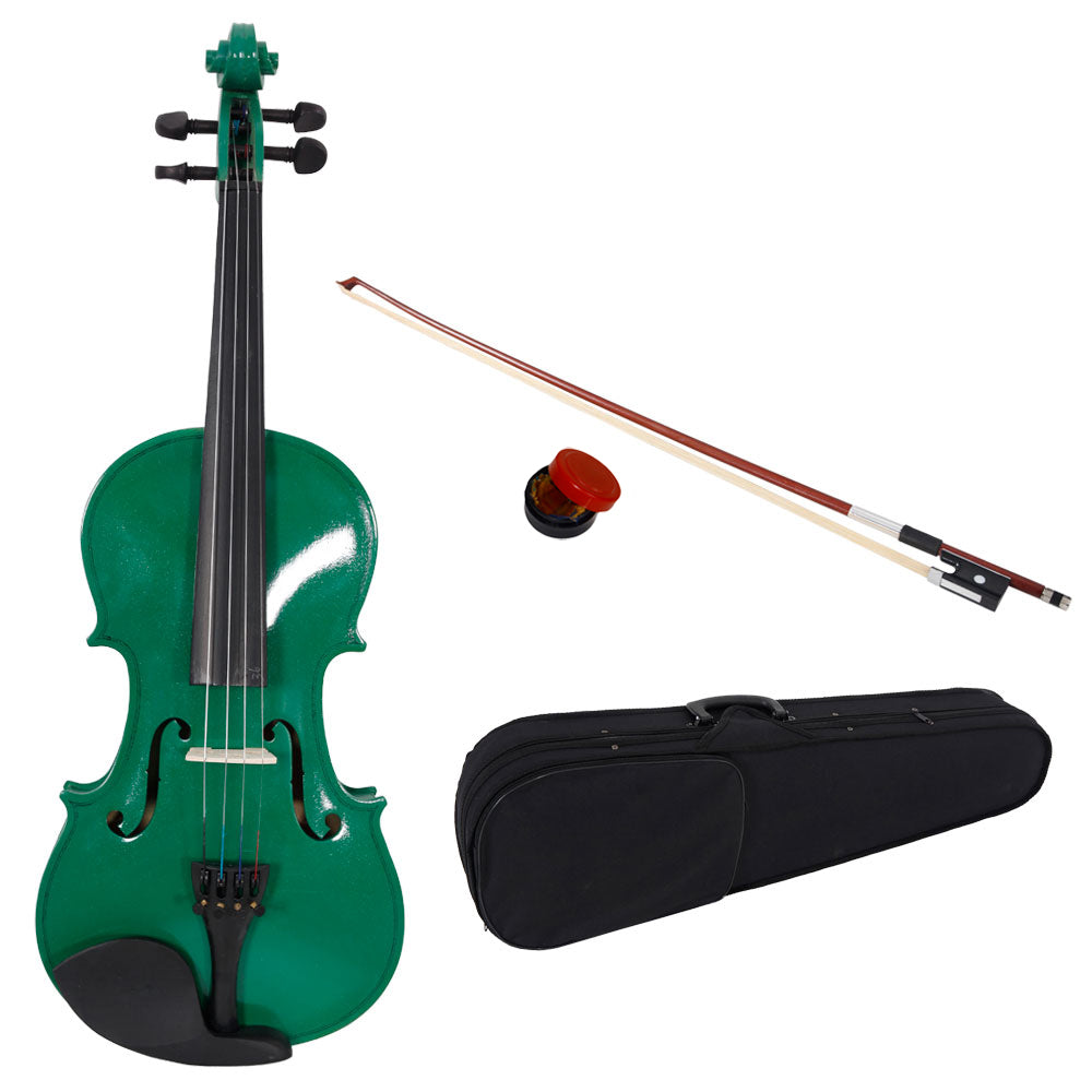 4/4 Acoustic Violin Case Bow Rosin Green