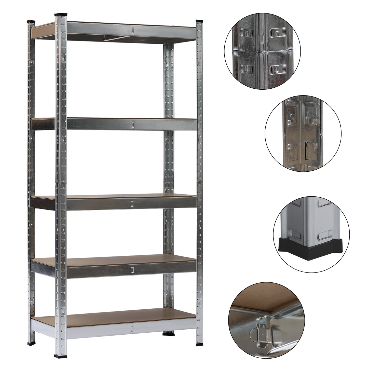 Heavy Duty 5 Tier Metal Galvanized Shelving Rack Unit Garage Storage Shelf Silver UK