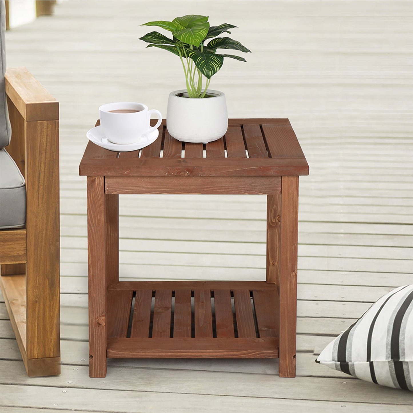 Square Wood Side Table - Carbonised Colour