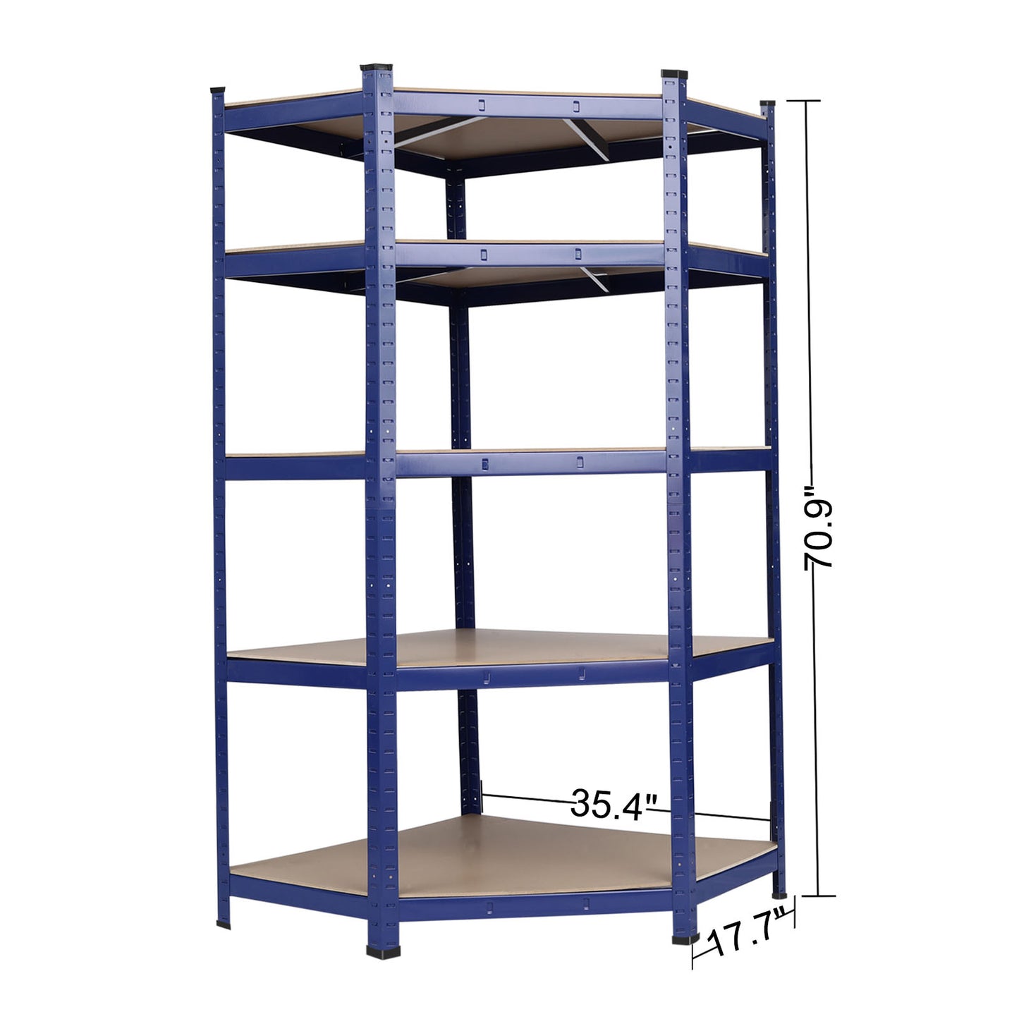 Heavy Duty Blue Metal Garage Corner Shelving Unit Shed Storage Shelves Boltless Shelf Rack