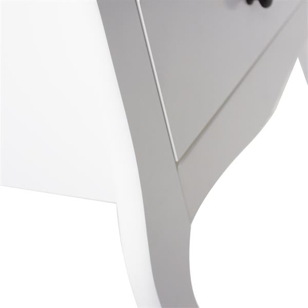 European Bedside Table-Three Pumps - White