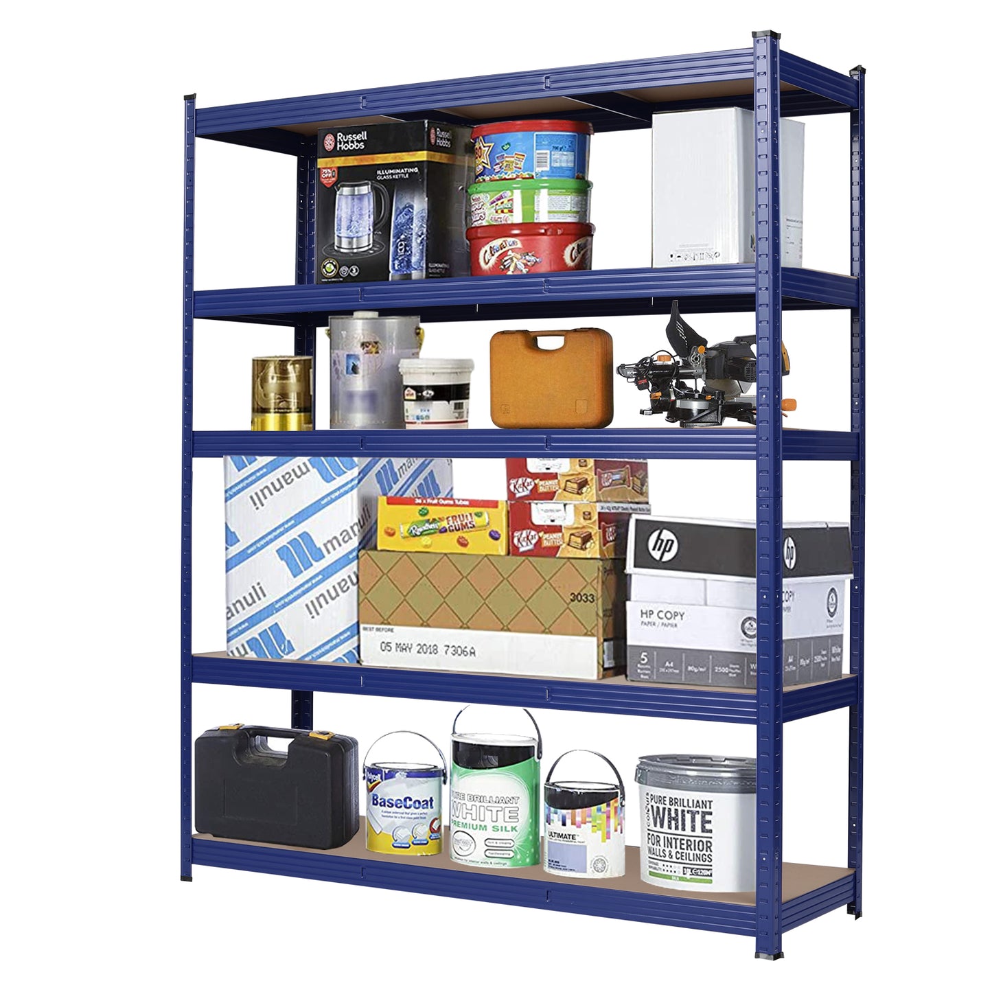 Heavy Duty Metal Garage Shelving Unit Shed Storage Shelves Boltless Shelf Rack Blue