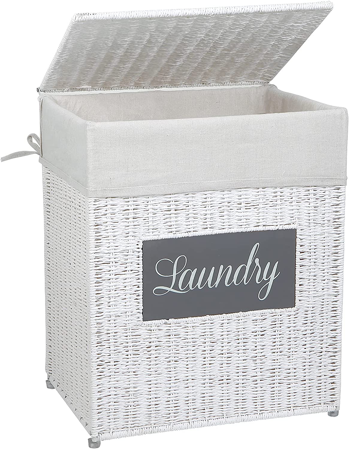 Laundry Hamper with Lid Laundry Basket - White