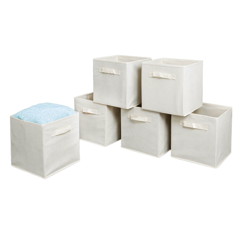 6pcs High Quality Non-woven Fabrics Storage Boxes Beige