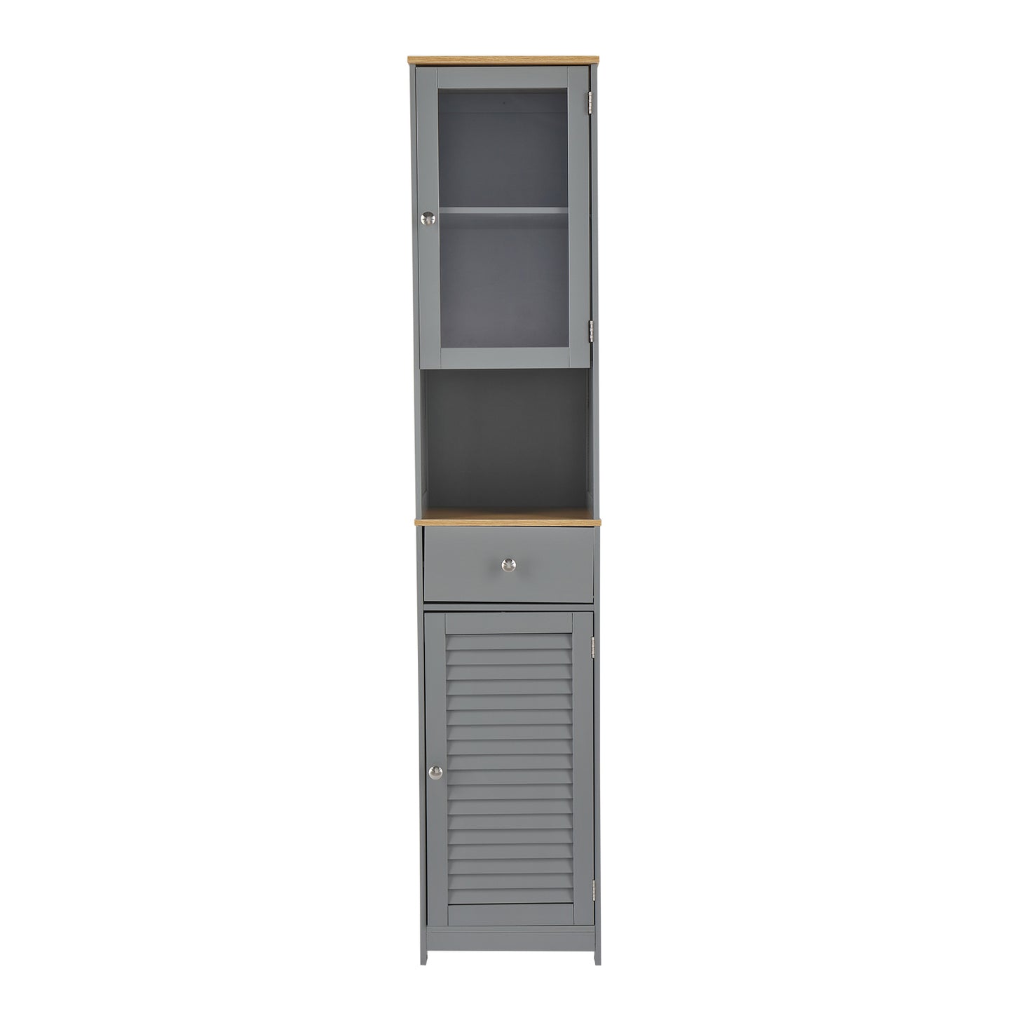 FCH Single Draw 2 Hundred Page Doors MDF Spray Paint Bathroom Cabinet - Grey