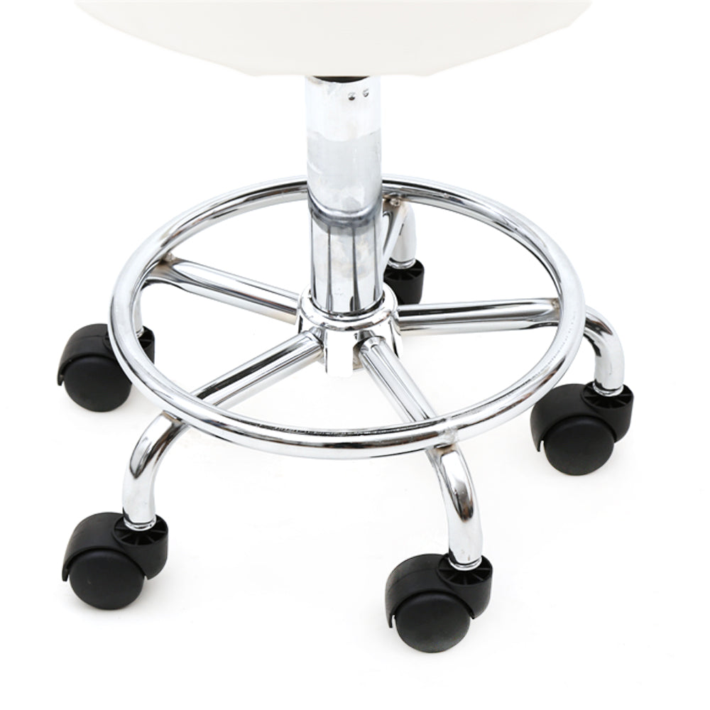 Round Shape Adjustable Salon Stool with Back White