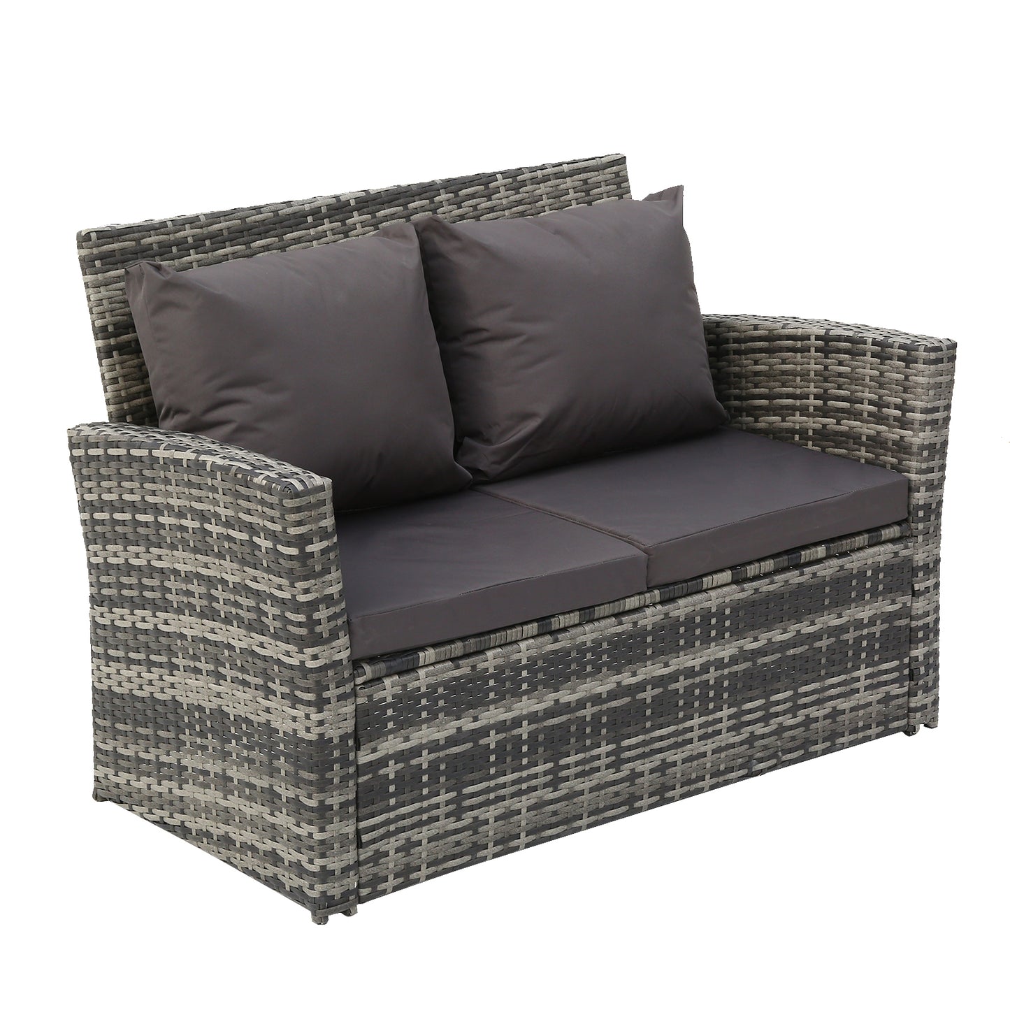 Rattan Sofa Combination Dark Gray Cushion Gray Gradient Rattan Rattan Four-Piece Set