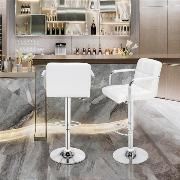 2pcs 60-80cm 6 Checks Round Cushion  Bar Stool - White