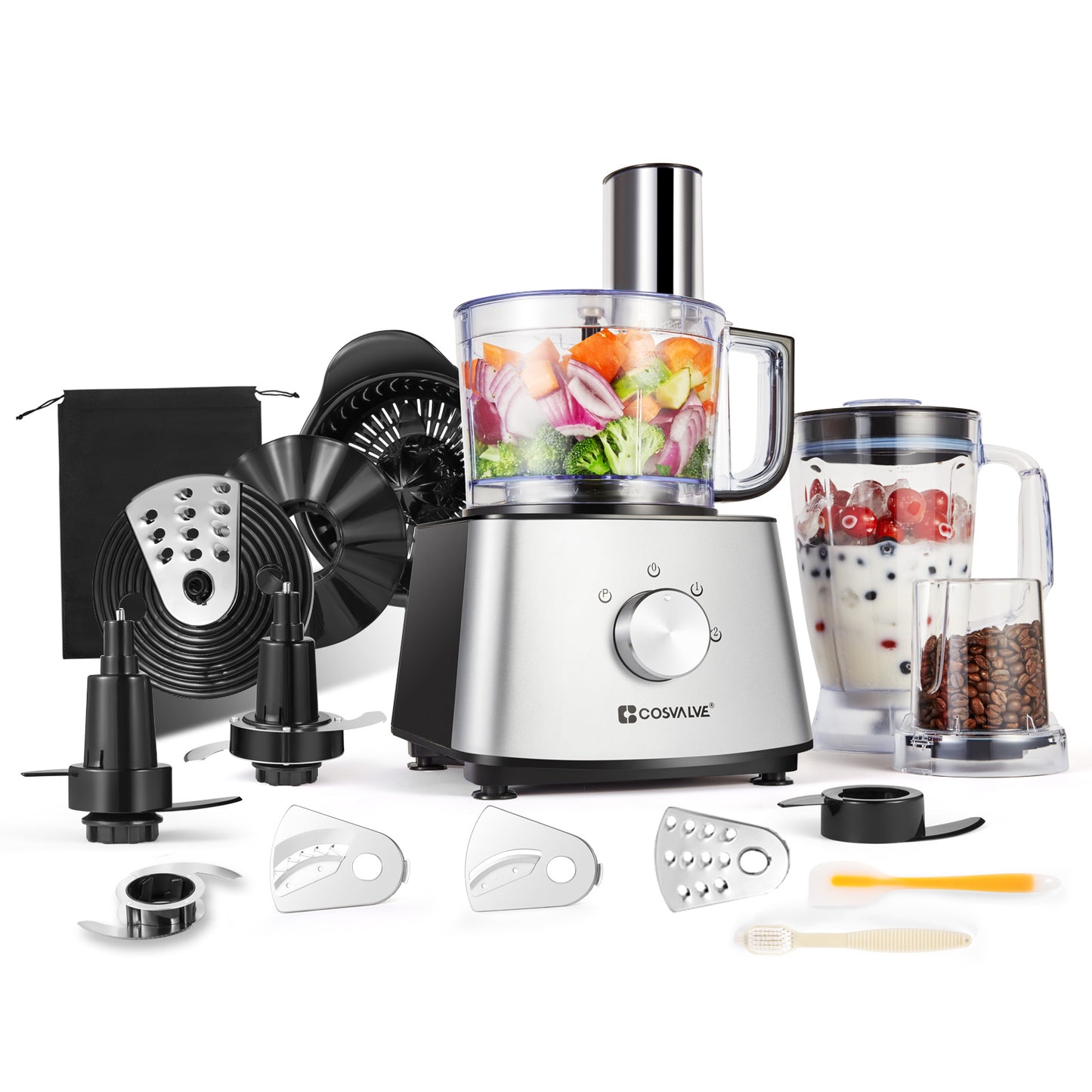 Food Processor 9-in-1 Multifunctional Food Mixer - Silver