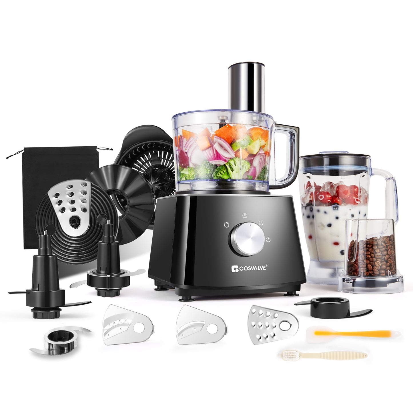 Food Processor 9-in-1 Multifunctional Food Mixer - Black