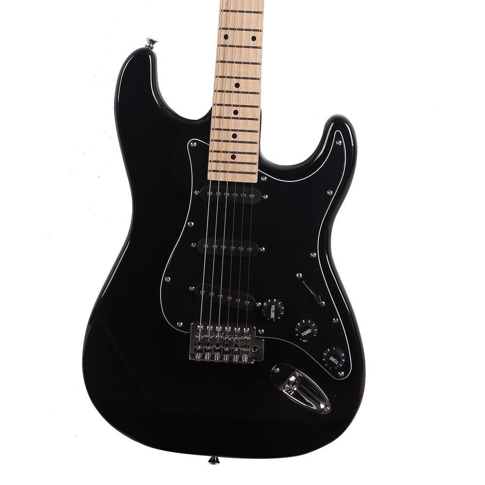 Glarry GST Stylish Electric Guitar with Black Pickguard Black in Colour- Full Kit