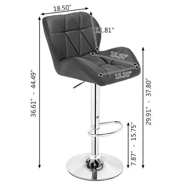 2pcs Oblique Checks Bar Stool - Grey