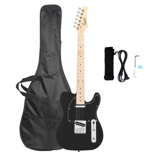 Glarry GTL Maple Fingerboard Electric Guitar Bag Strap Plectrum Connecting Wire Spanner Tool Black