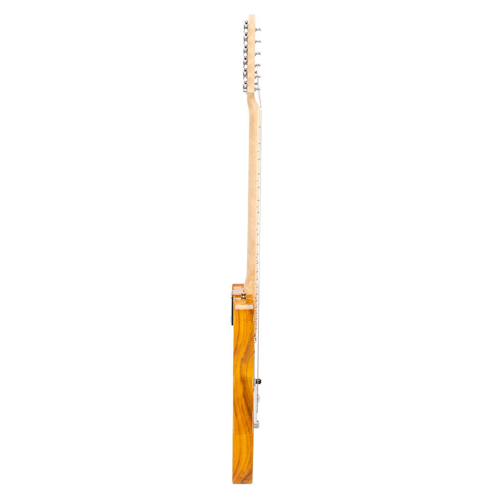 Glarry GTL Maple Fingerboard Electric Guitar Bag Strap Plectrum Connecting Wire Spanner Tool Transparent Yellow