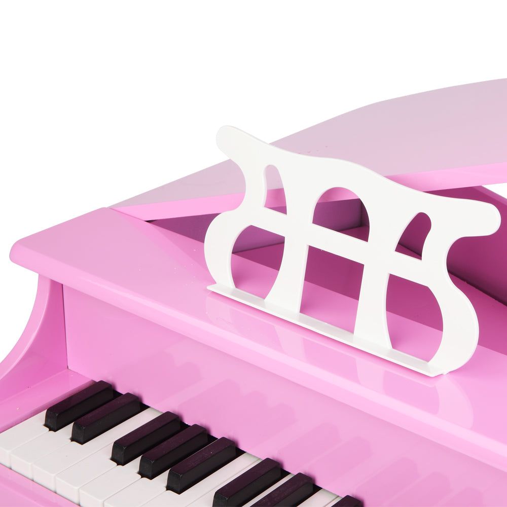 Wooden Toys 30-key Children's Wooden Piano with Music Stand, Mechanical Sound - Pink - LiamsBargains.co.uk