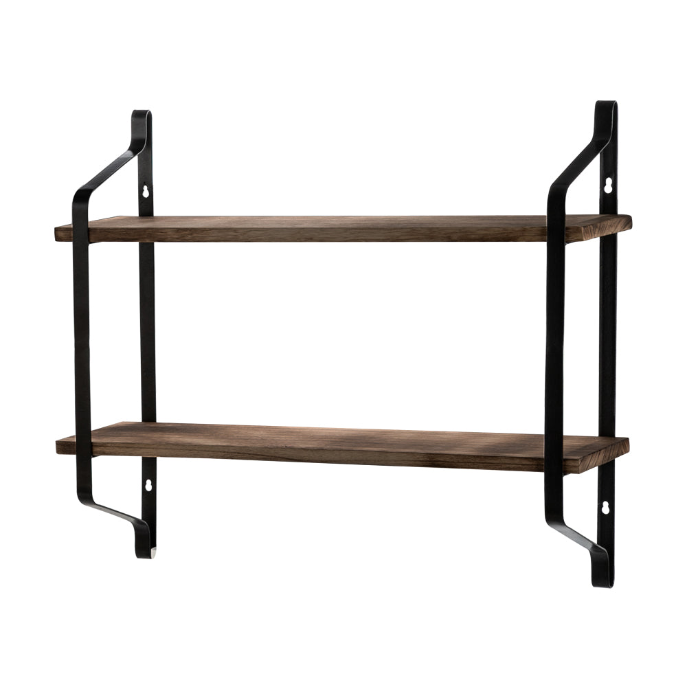 2 Tiers Floating Shelves Wall Mounted Industrial Wall Shelves for Living Room Bedroom Kitchen Entryway Wood Storage Shelf