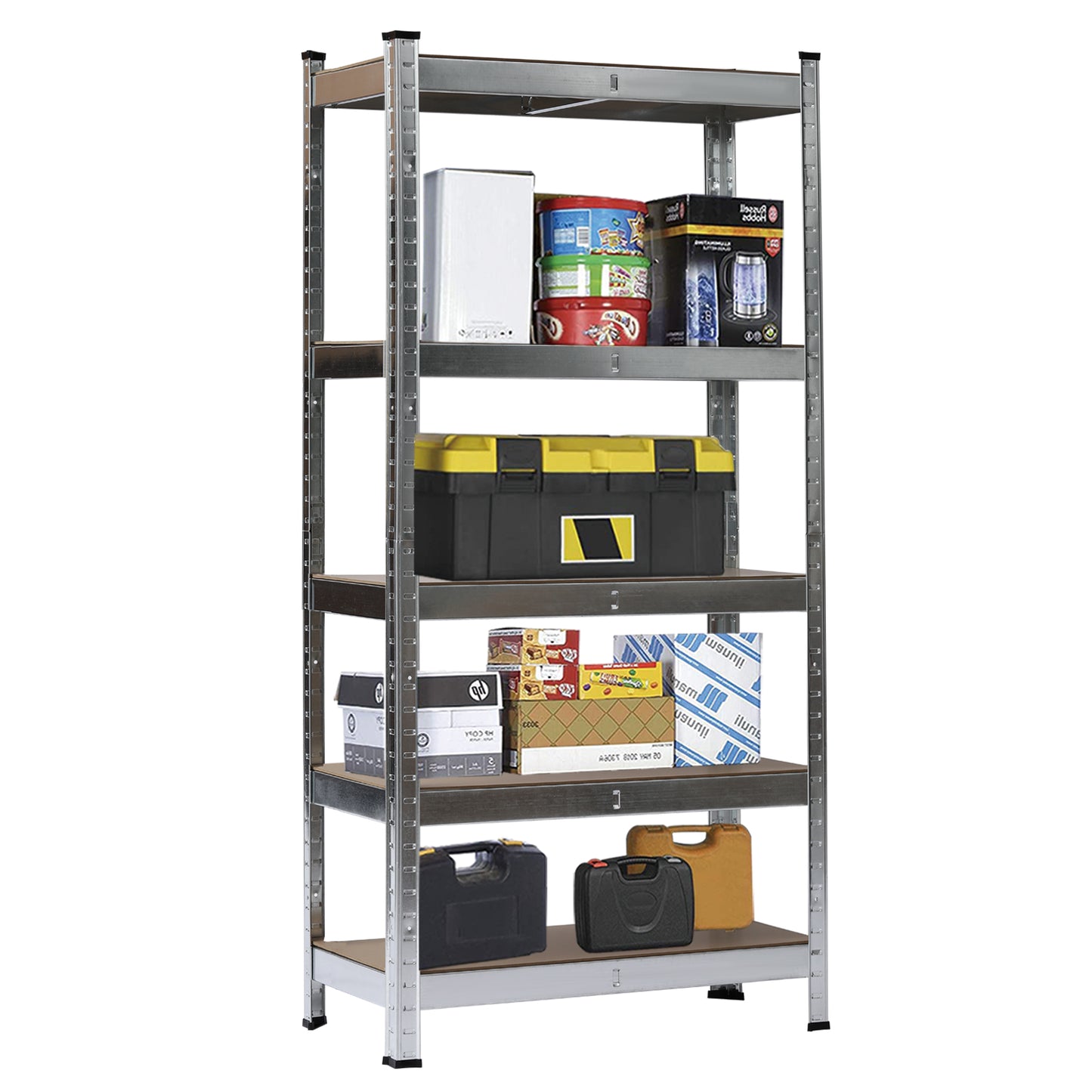 Heavy Duty 5 Tier Metal Galvanized Shelving Rack Unit Garage Storage Shelf Silver UK