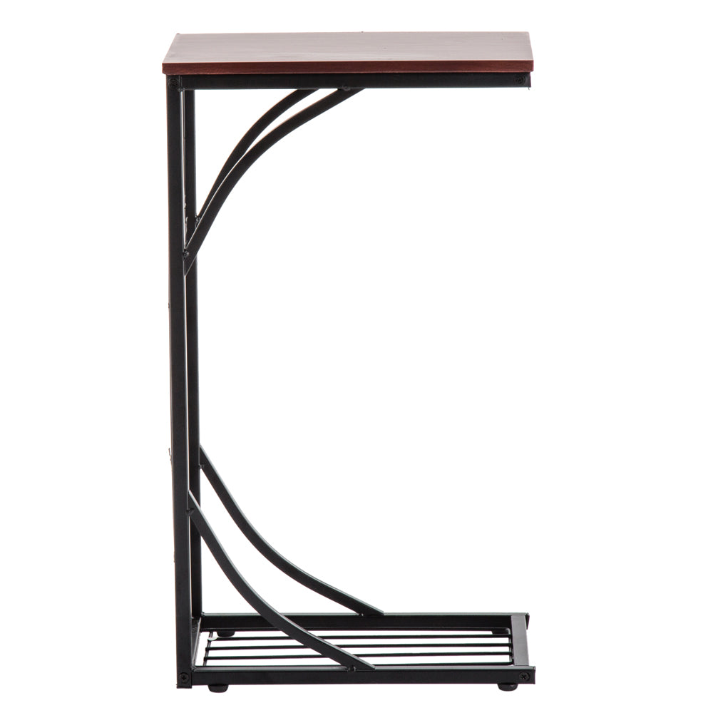 Iron Side Table Coffee Table Brown with leaf pattern