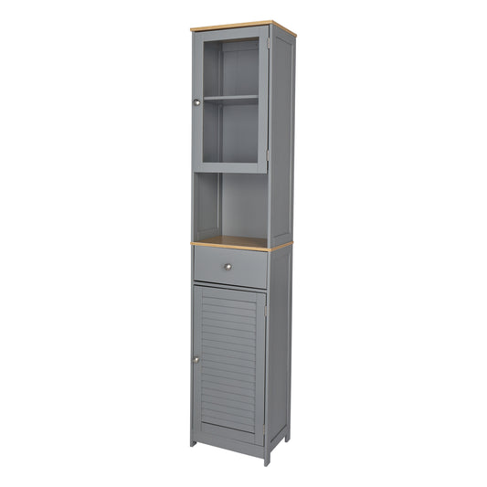 FCH Single Draw 2 Hundred Page Doors MDF Spray Paint Bathroom Cabinet - Grey