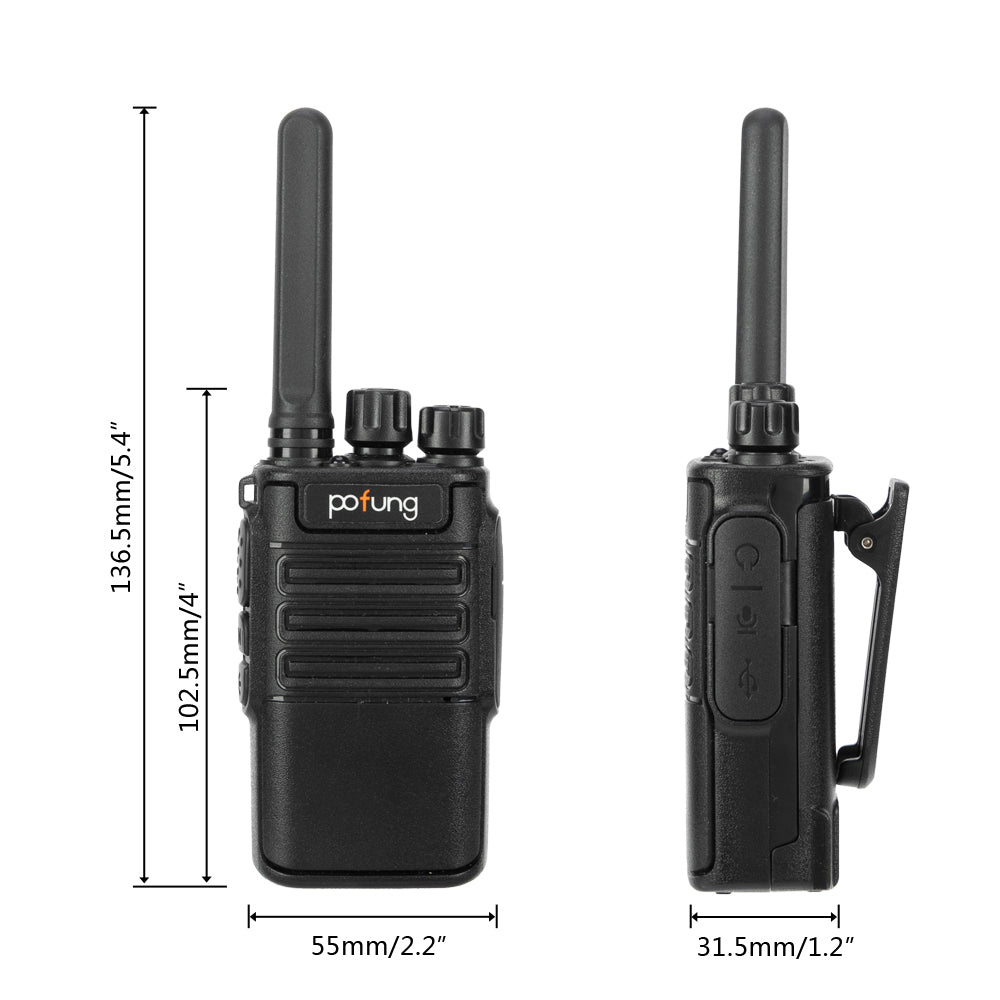 2 x pofung USB F8 2W 1500mAh 16-Channel Black Detachable Panel Fixed Antenna USB Integrated Charger Adult Analog Walkie-Talkie