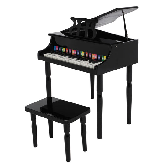 Wooden Toys 30-key Children's Wooden Piano with Music Stand, Mechanical Sound - Black - LiamsBargains.co.uk