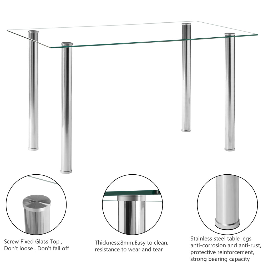 Simple to Assemble Transparent Glass Dinner Table