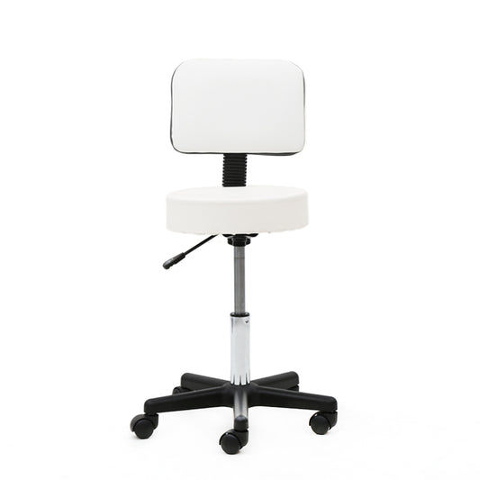 Round Shape Plastic Adjustable Salon Stool with Back White