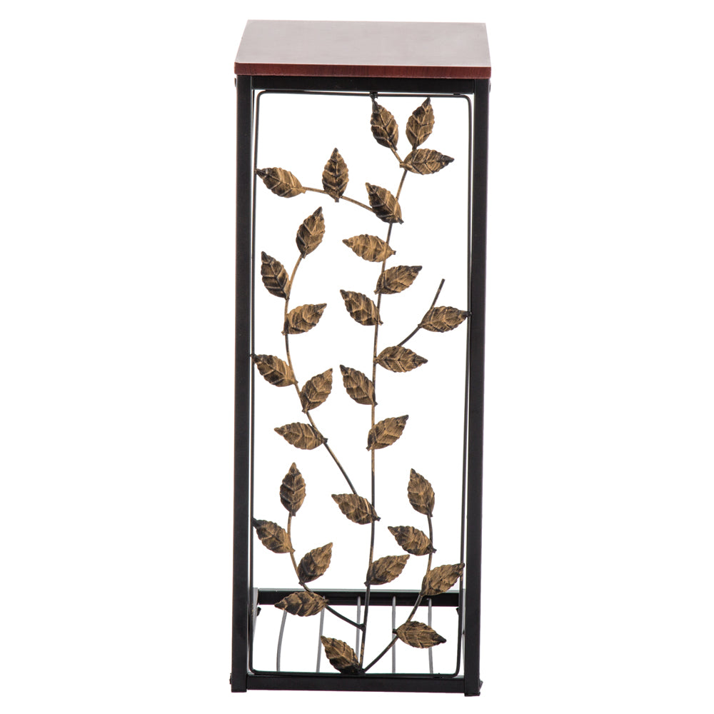 Iron Side Table Coffee Table Brown with leaf pattern