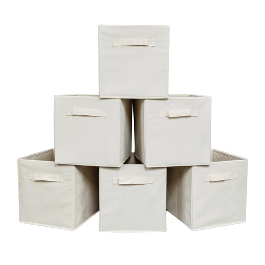 6pcs High Quality Non-woven Fabrics Storage Boxes Beige