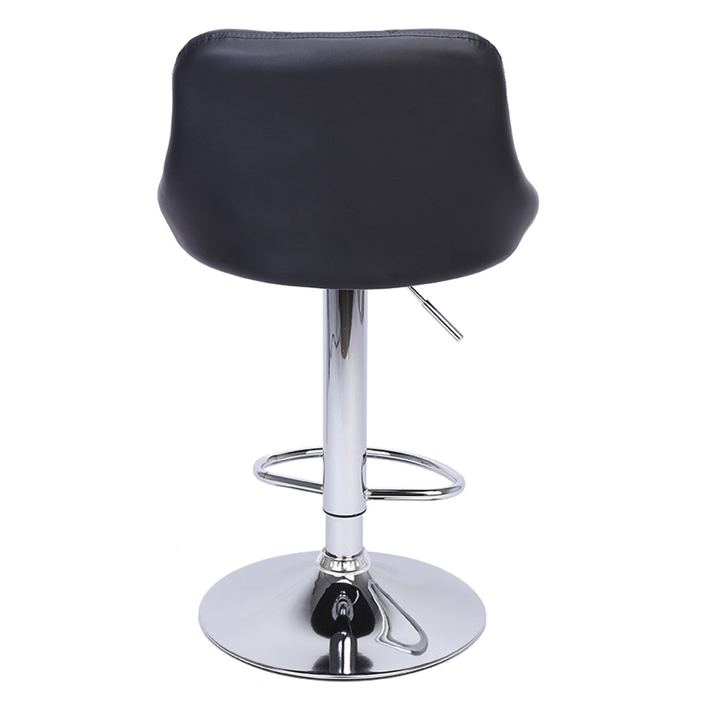 2pcs Adjustable High Type with Disk No Armrest Rhombus Backrest Design Bar Stools Black