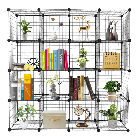 16-Cube Organizer Cube Storage Storage Shelves Wire Cube Storage Origami Shelves Metal Grid Multifunction Shelving Unit Modular Cubbies Organizer Bookcase