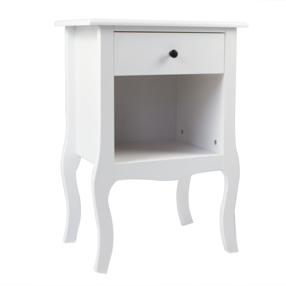 European Bedside Table-One Pump White