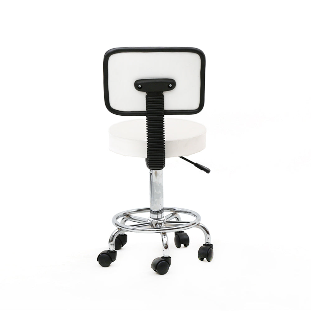 Round Shape Adjustable Salon Stool with Back White