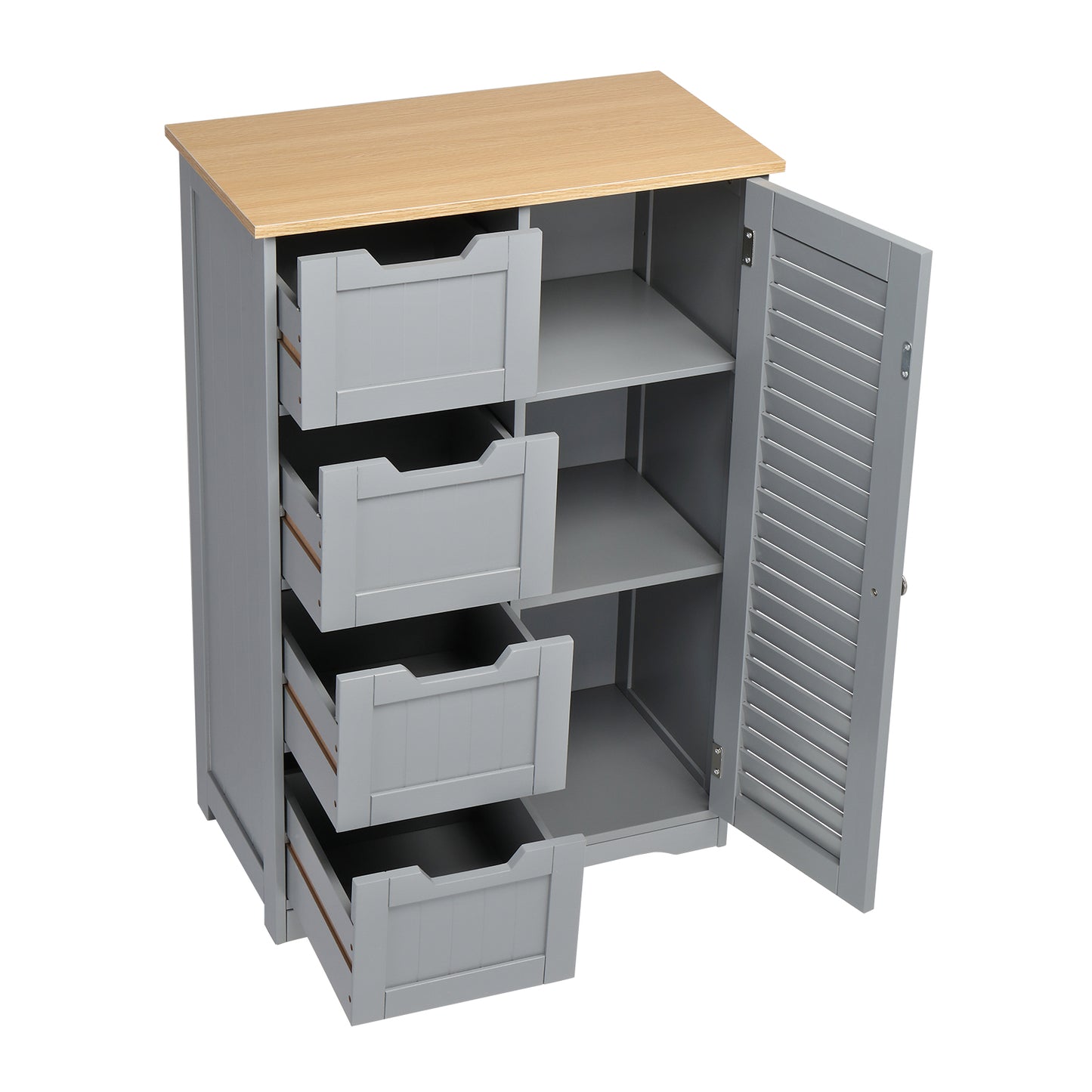 FCH 4 Drawer Single Hundred Doors MDF Spray Paint Bathroom Cabinet - Grey