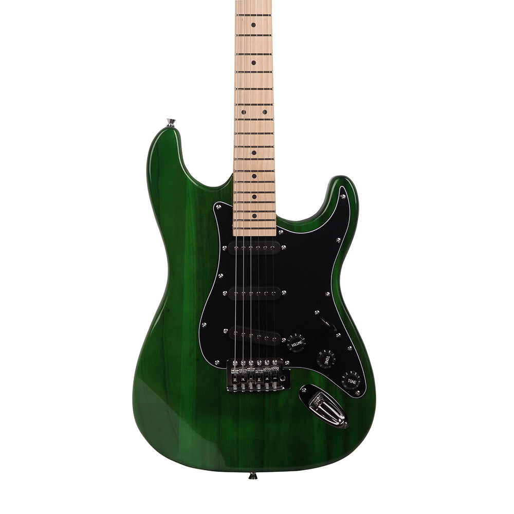 Glarry GST Stylish Electric Guitar Kit with Black Pickguard Green