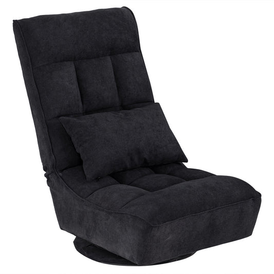 Fabric Floor-Standing Backrest Adjustment Game Chair Single Sofa Lazy Chair Black 61*66*87.5cm