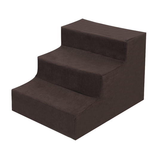 3 Step Velvet Suede Pet Stairs Pet Step Stairs Cat Dog - Brown