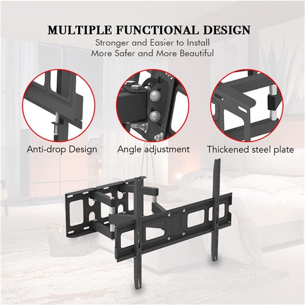 32-70 Inch Double Pendulum Large Base TV Stand Wall Bracket Tmds-101 Bearing 50Kg