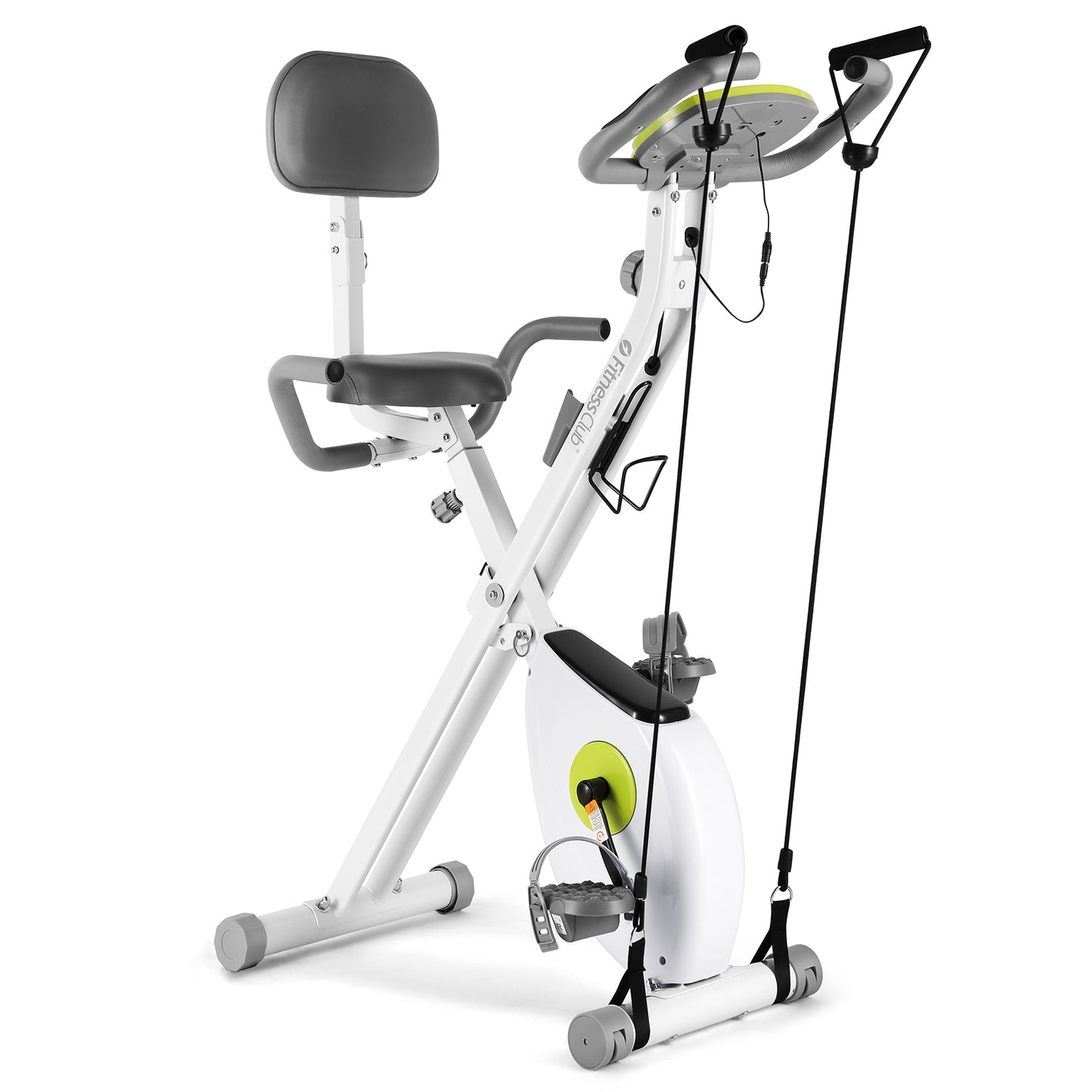 FitnessClub Exercise Bike with Resistance Bands, LCD Monitor and Side Hand Grips