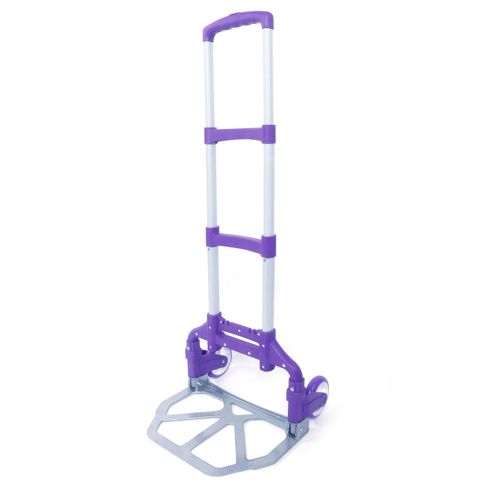 Portable Folding Collapsible Aluminium Cart Dolly Push Truck Trolley - Purple