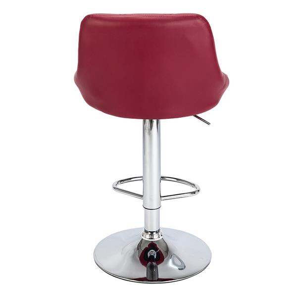 2pcs Adjustable High Type with Disk No Armrest Rhombus Backrest Design Bar Stools - Wine Red