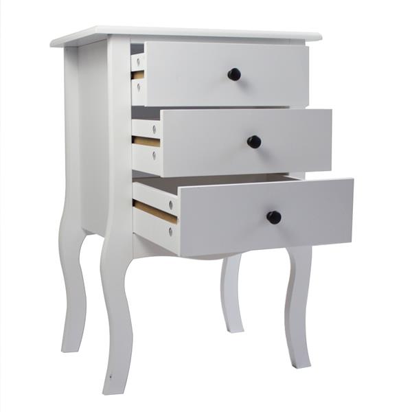 European Bedside Table-Three Pumps - White