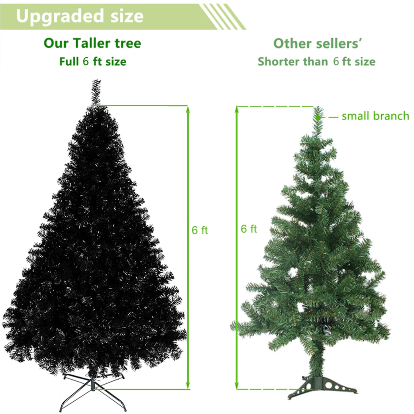 6ft 1600 Branches PVC Christmas Tree Black