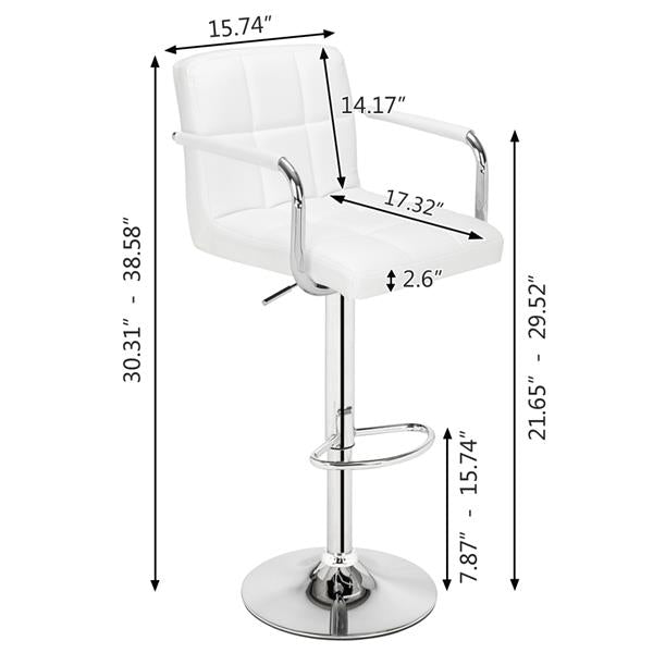 2pcs 60-80cm 6 Checks Round Cushion  Bar Stool - White