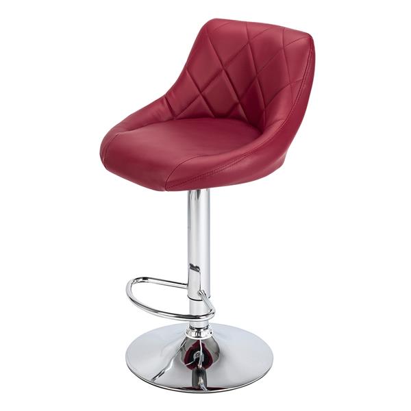 2pcs Adjustable High Type with Disk No Armrest Rhombus Backrest Design Bar Stools - Wine Red