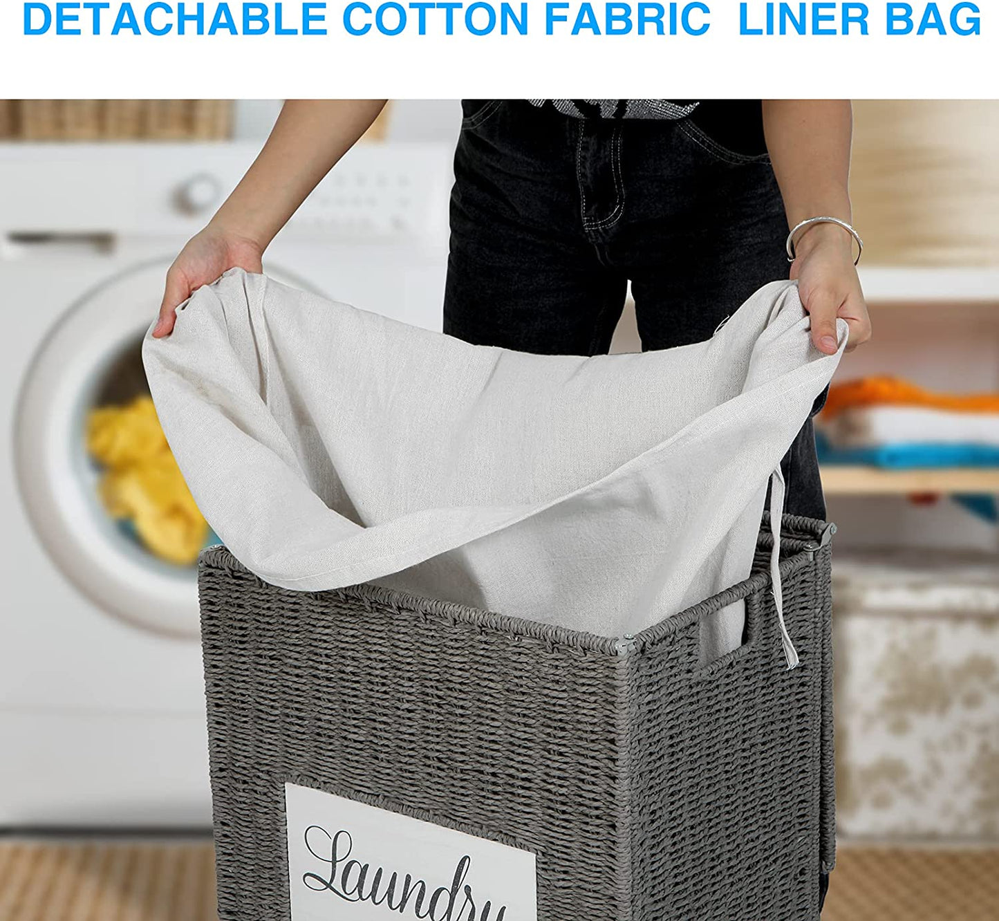 Laundry Hamper with Lid Laundry Basket - Grey