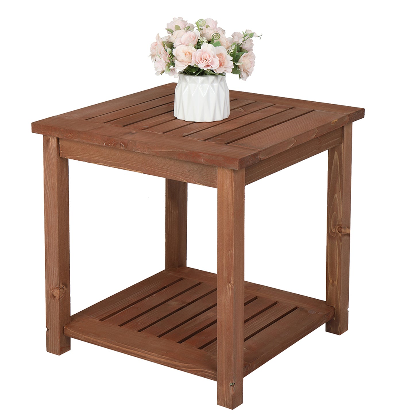 Square Wood Side Table - Carbonised Colour