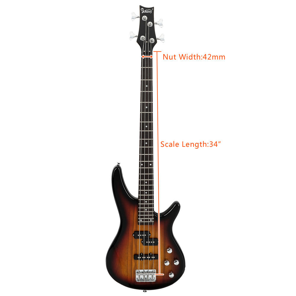 Glarry GIB Electric Bass Guitar Full Size 4 String Sunset Colour