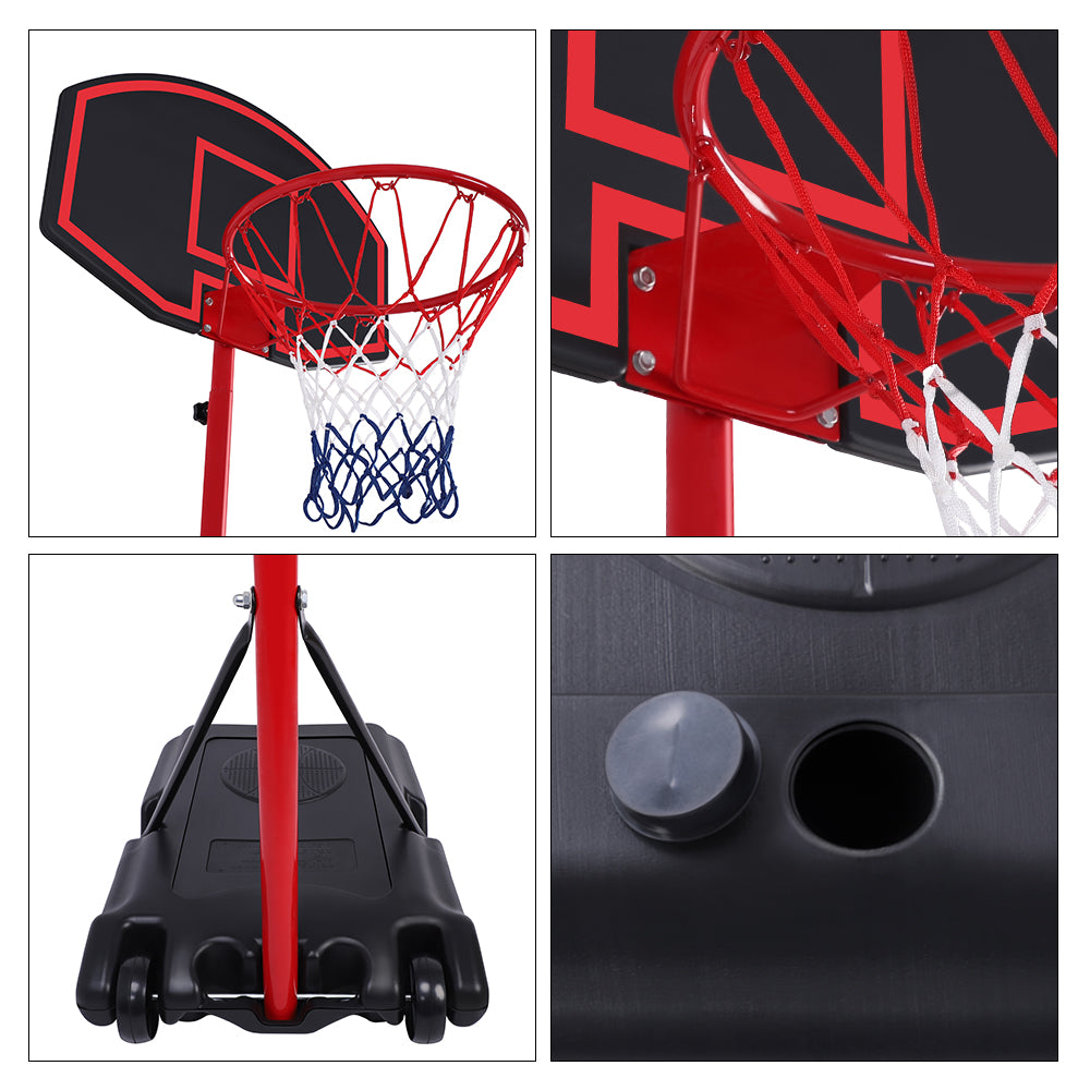 Portable Removable Adjustable Teenager Basketball Rack Black & Red - LiamsBargains.co.uk