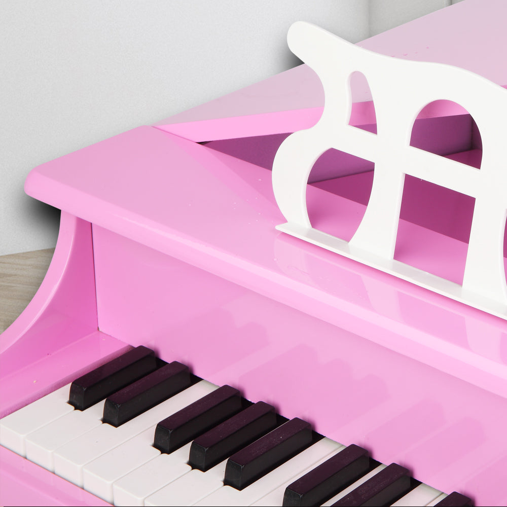 Wooden Toys 30-key Children's Wooden Piano with Music Stand, Mechanical Sound - Pink - LiamsBargains.co.uk